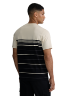 Engineered Multi Stripe Cotton T-Shirt - Black/Stone