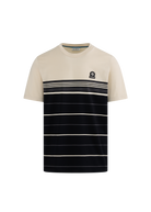 Engineered Multi Stripe Cotton T-Shirt - Black/Stone