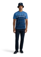 Engineered Multi Stripe Cotton T-Shirt - Teal/Navy