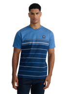Engineered Multi Stripe Cotton T-Shirt - Teal/Navy