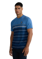 Engineered Multi Stripe Cotton T-Shirt - Teal/Navy