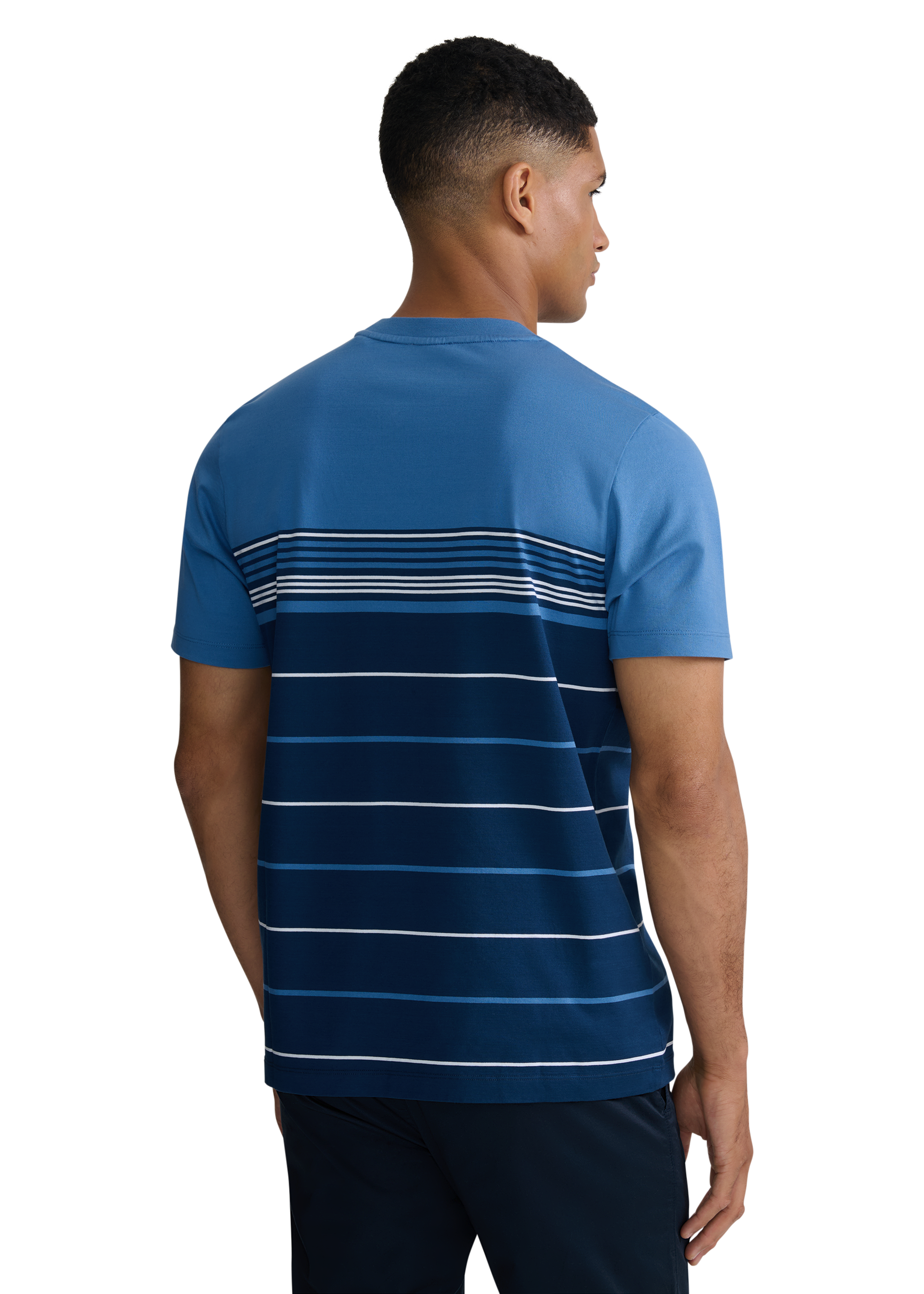 Engineered Multi Stripe Cotton T-Shirt - Teal/Navy