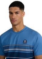 Engineered Multi Stripe Cotton T-Shirt - Teal/Navy