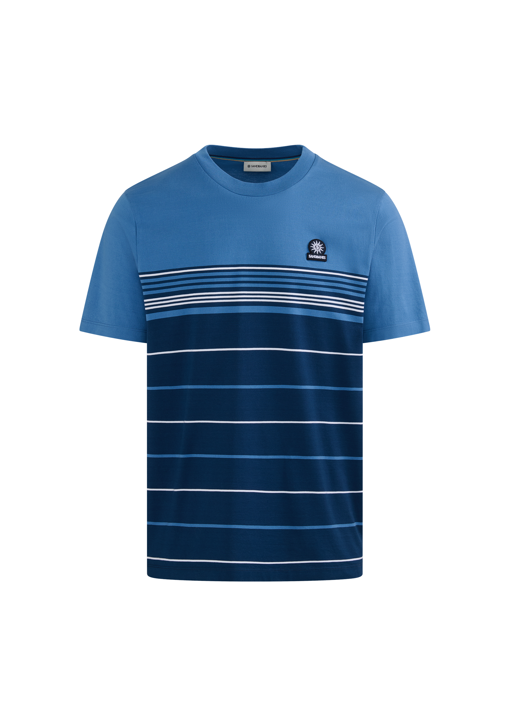 Engineered Multi Stripe Cotton T-Shirt - Teal/Navy