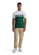 Engineered Multi Stripe Cotton T-Shirt - White/Green