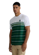 Engineered Multi Stripe Cotton T-Shirt - White/Green