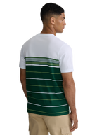 Engineered Multi Stripe Cotton T-Shirt - White/Green