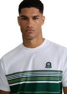 Engineered Multi Stripe Cotton T-Shirt - White/Green