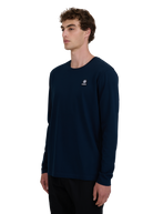 Mercerised Cotton Long Sleeve T-Shirt - Navy