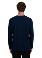 Mercerised Cotton Long Sleeve T-Shirt - Navy
