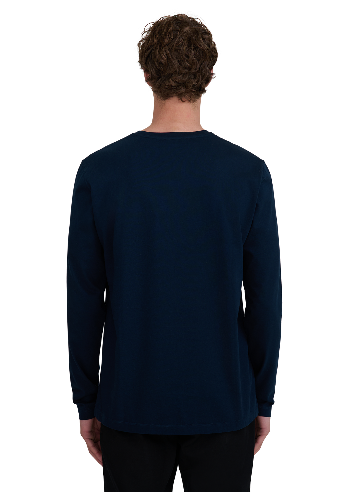Mercerised Cotton Long Sleeve T-Shirt - Navy