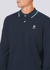 Sandbanks Badge Logo Long Sleeve Polo Shirt - Navy