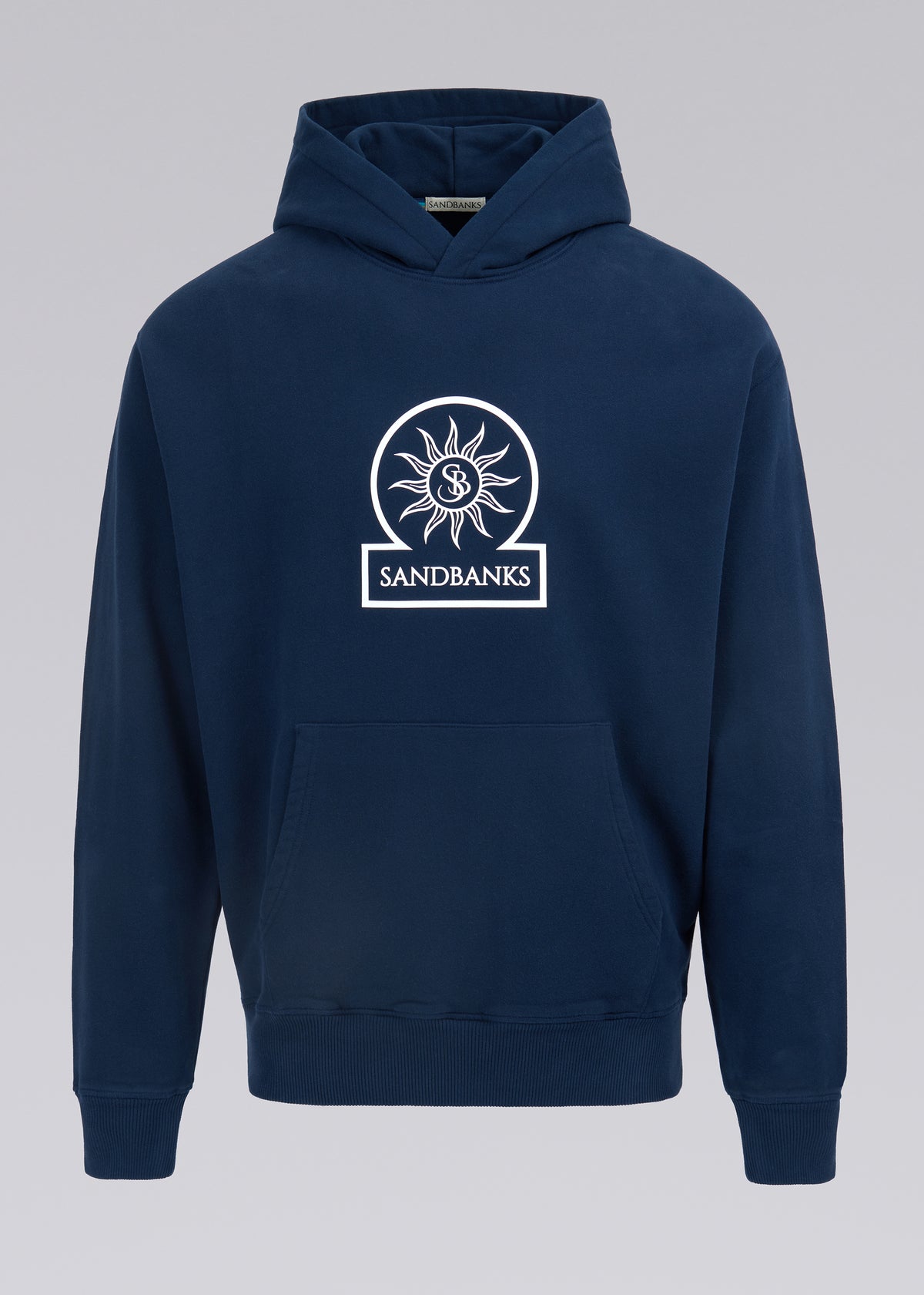 Sandbanks Raised Rubber Logo Hoodie - Navy