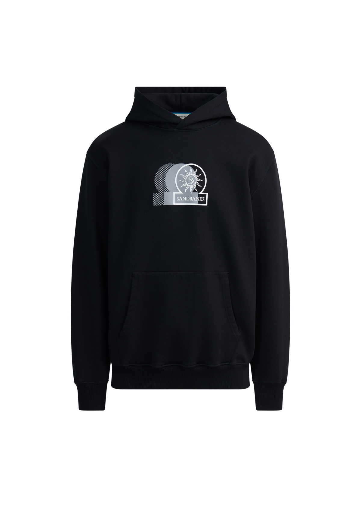 Contrast Fade Logo Print Hoodie - Black