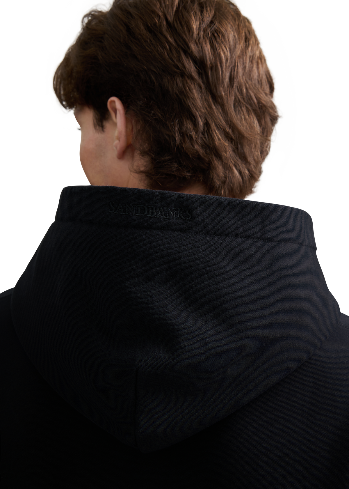 Contrast Fade Logo Print Hoodie - Black