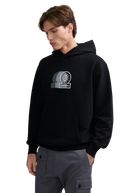 Contrast Fade Logo Print Hoodie - Black