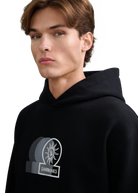 Contrast Fade Logo Print Hoodie - Black