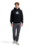 Contrast Fade Logo Print Hoodie - Black