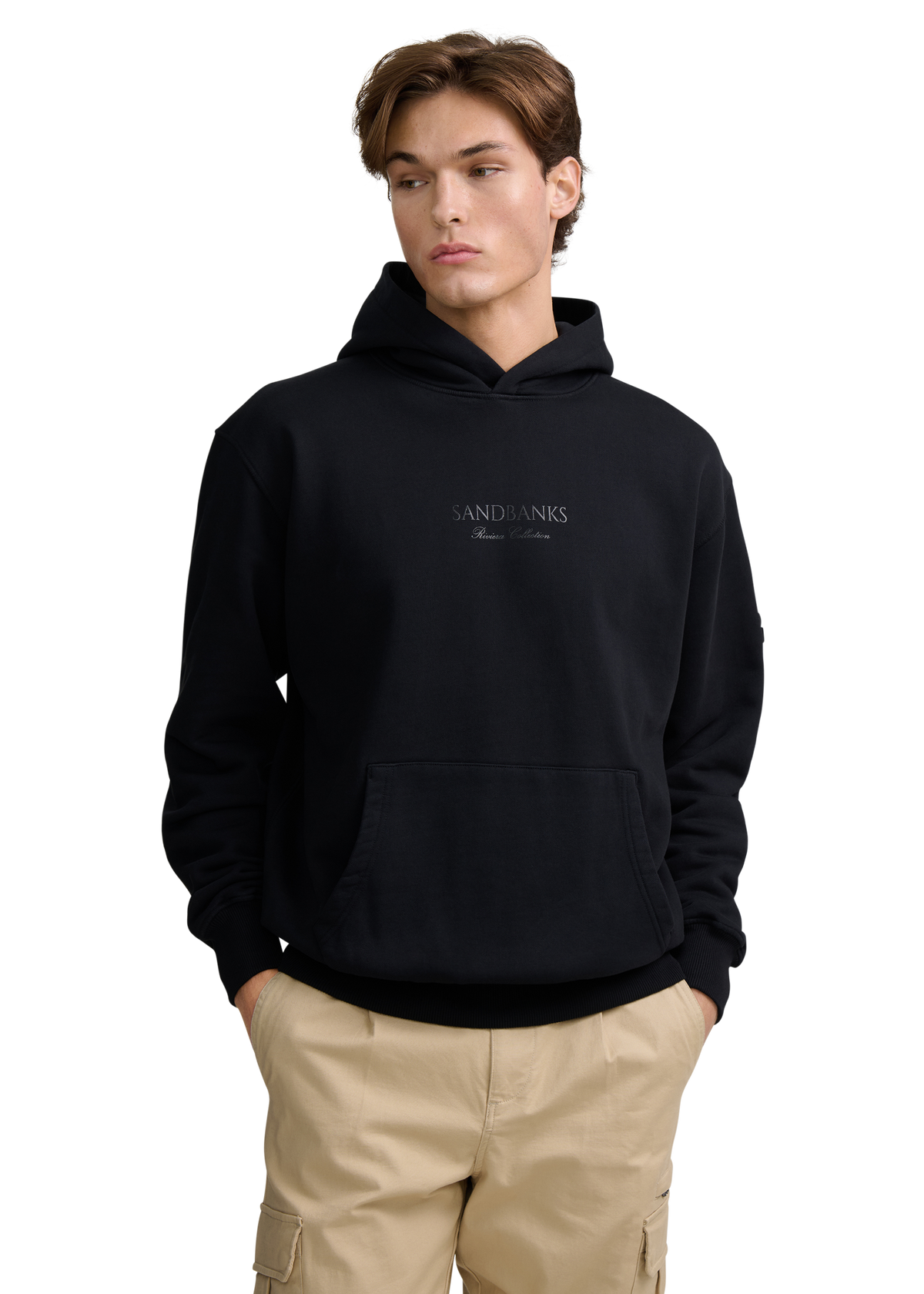 Riviera Collection Logo Print Hoodie - Black