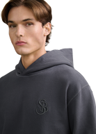 SB Embroidered Cotton Hoodie - Anthracite