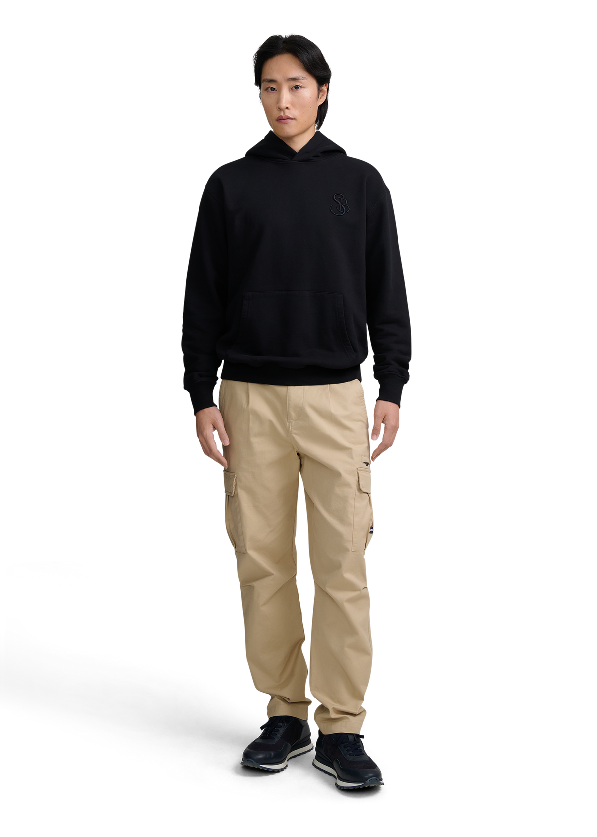 SB Embroidered Cotton Hoodie - Black