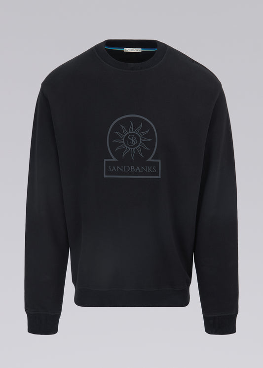 Sandbanks Raised Rubber Logo Sweatshirt - Black