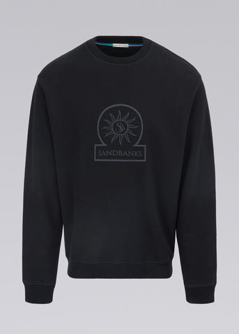 Sandbanks Raised Rubber Logo Sweatshirt - Black