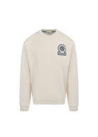 Beige sweatshirt with a logo on a white background