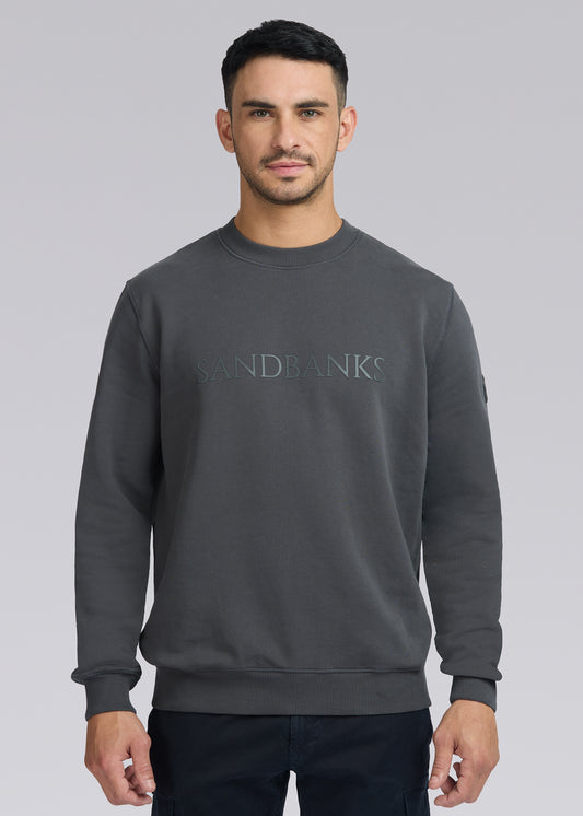 Sandbanks Raised Rubber Logo Sweatshirt - Anthracite