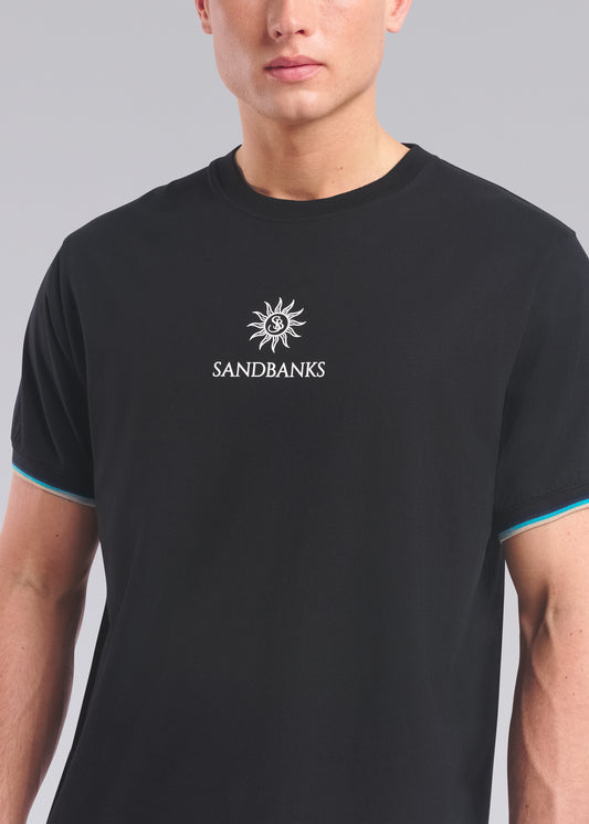 Sandbanks Tipped Sleeve T-Shirt - Black