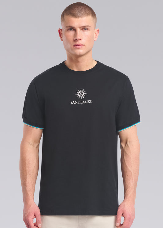 Sandbanks Tipped Sleeve T-Shirt - Black