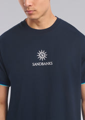 Sandbanks Tipped Sleeve T-Shirt - Navy - Sandbanks