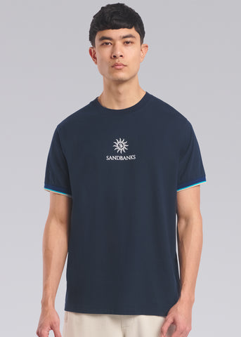 Sandbanks Tipped Sleeve T-Shirt - Navy - Sandbanks