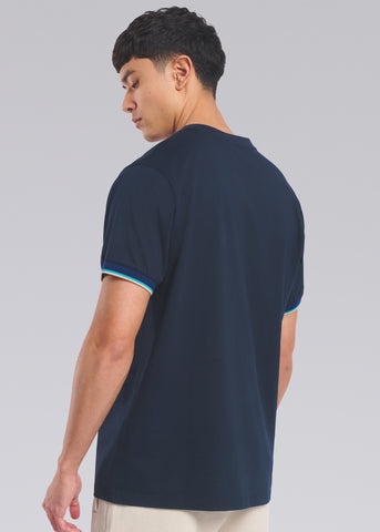 Sandbanks Tipped Sleeve T-Shirt - Navy - Sandbanks