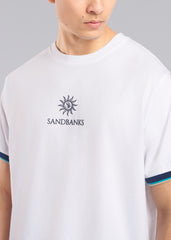 Sandbanks Tipped Sleeve T-Shirt - White - Sandbanks