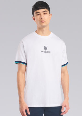 Sandbanks Tipped Sleeve T-Shirt - White - Sandbanks