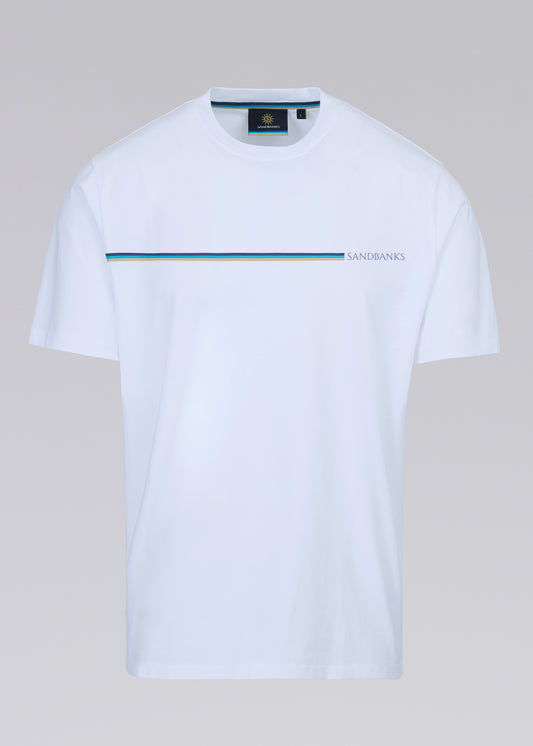 Sandbanks Tri-colour Stripe T-Shirt - White