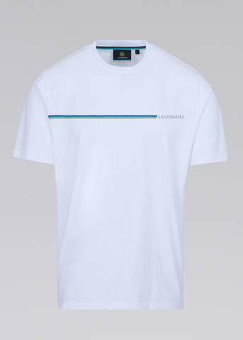 Sandbanks Tri-colour Stripe T-Shirt - White