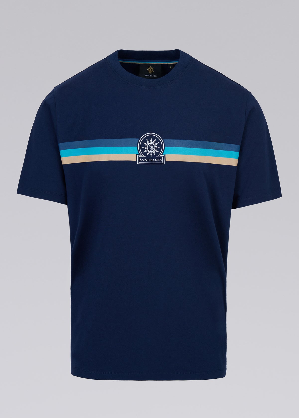 Sandbanks Tri-colour Logo T-Shirt - Navy