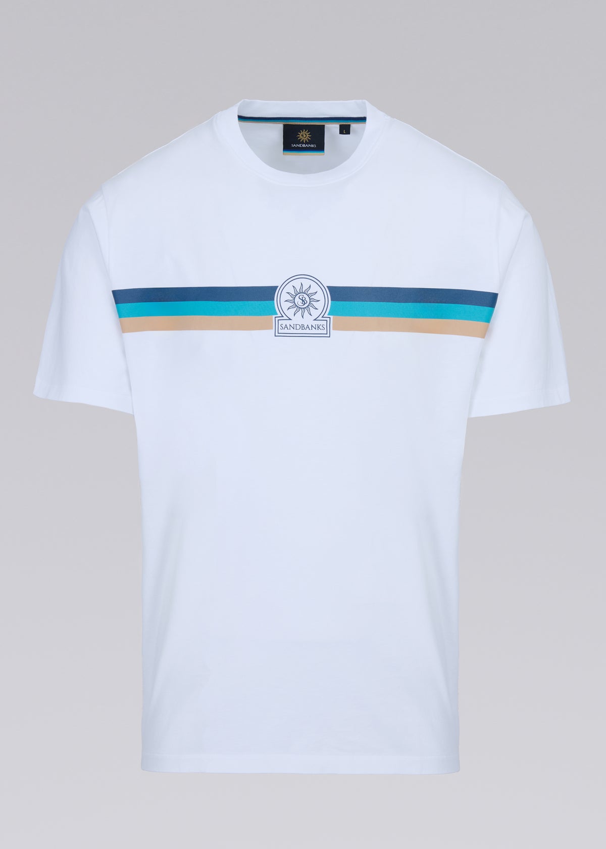 Sandbanks Tri-colour Logo T-Shirt - White