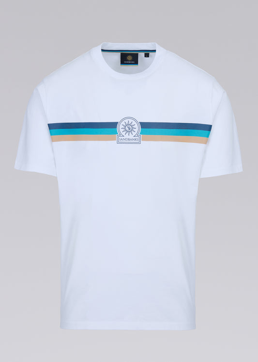 Sandbanks Tri-colour Logo T-Shirt - White