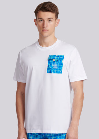 Sandbanks Mosaic Poolside Pocket T-Shirt - White