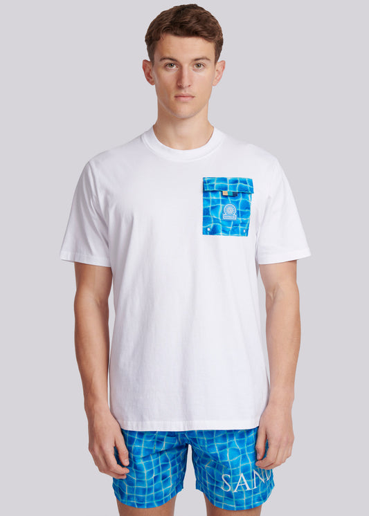 Sandbanks Mosaic Poolside Pocket T-Shirt - White