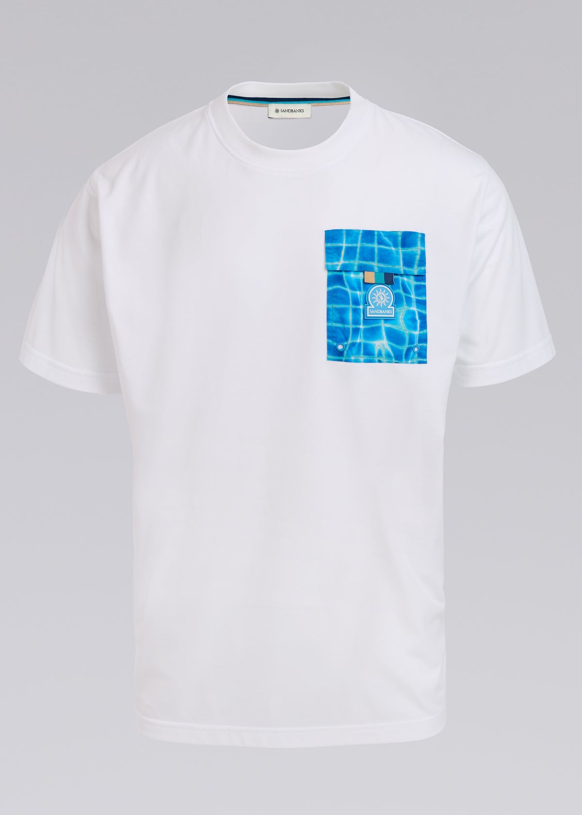 Sandbanks Mosaic Poolside Pocket T-Shirt - White