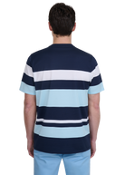 Sandbanks Mercerised Stripe T-Shirt - Navy/White/C.Blue