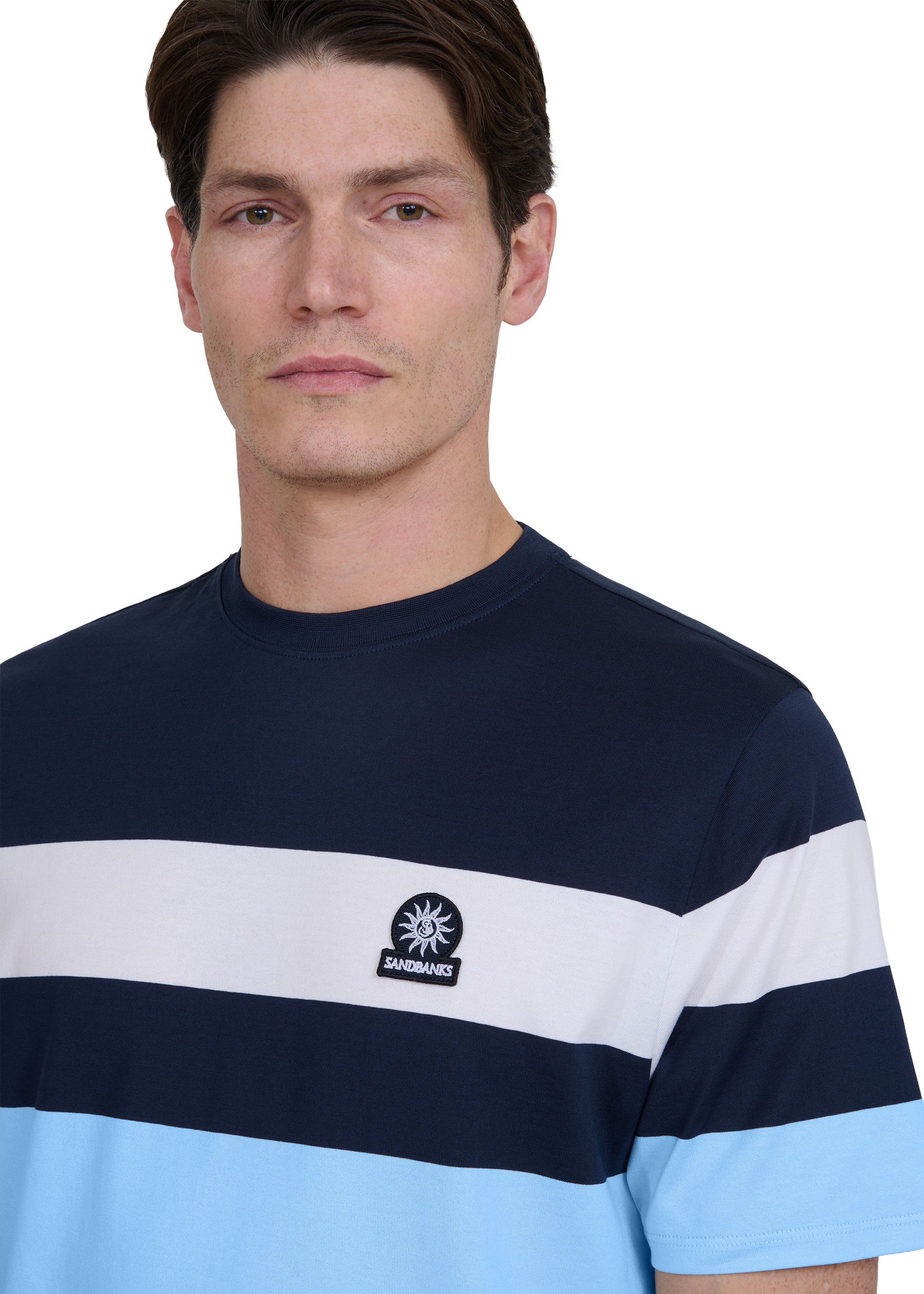 Sandbanks Mercerised Stripe T-Shirt - Navy