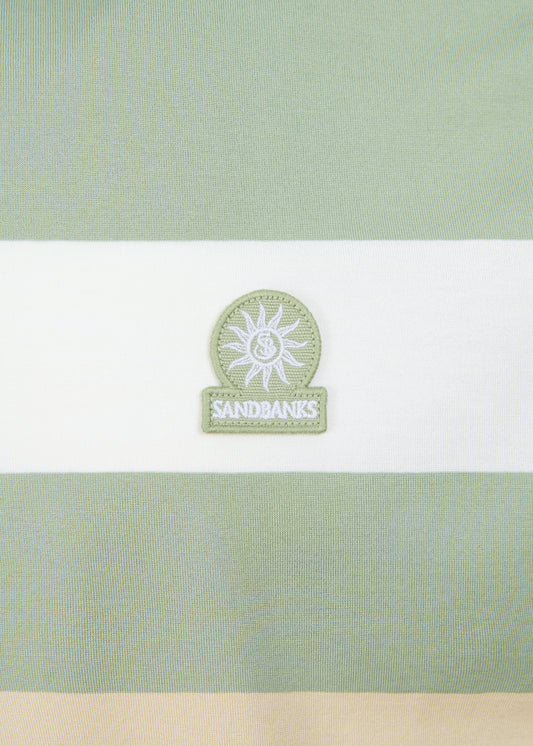 Sandbanks Mercerised Stripe T-Shirt - Sage