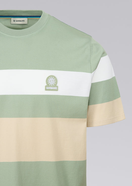 Sandbanks Mercerised Stripe T-Shirt - Sage