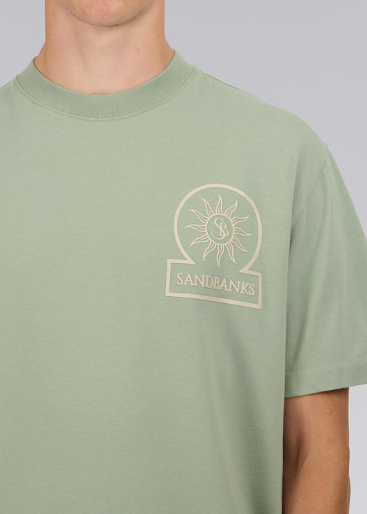 Sandbanks  Raised Rubber Print T-Shirt- Sage