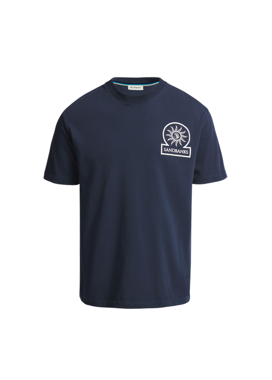 Sandbanks 3D Silicone Badge Logo T-Shirt - Navy